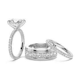 Radiant Cut Moissanite Bridal Set with Men's Wedding Band