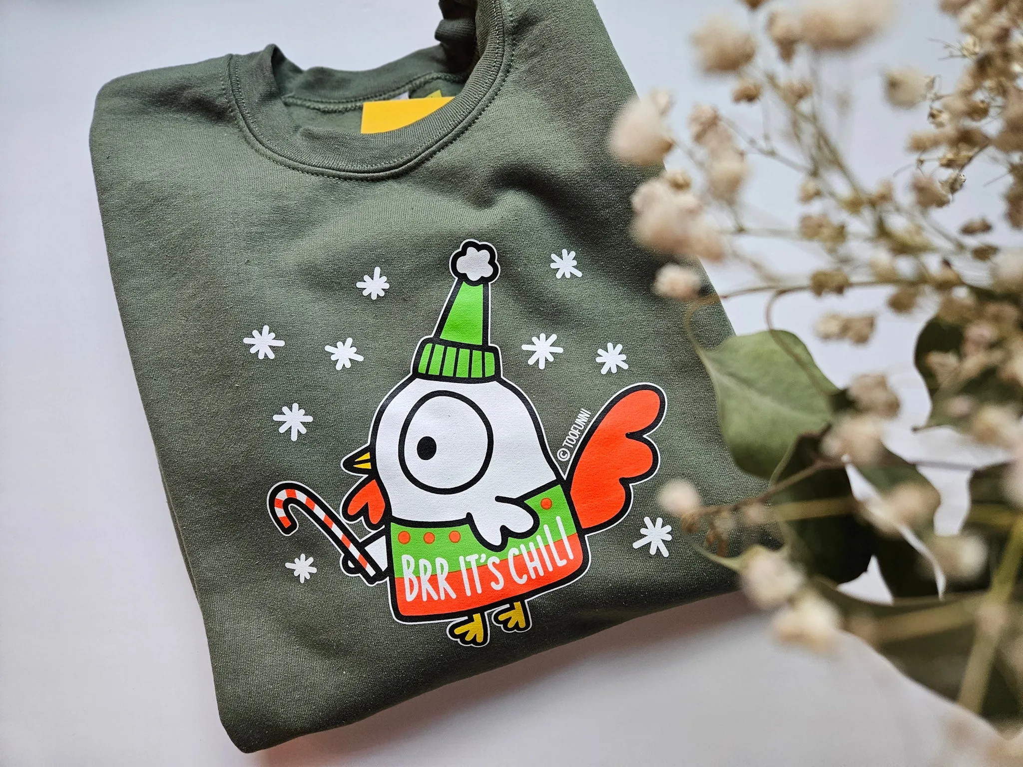 ROOSTER SAUCE CHRISTMAS - MUTED GREEN SWEATSHIRT