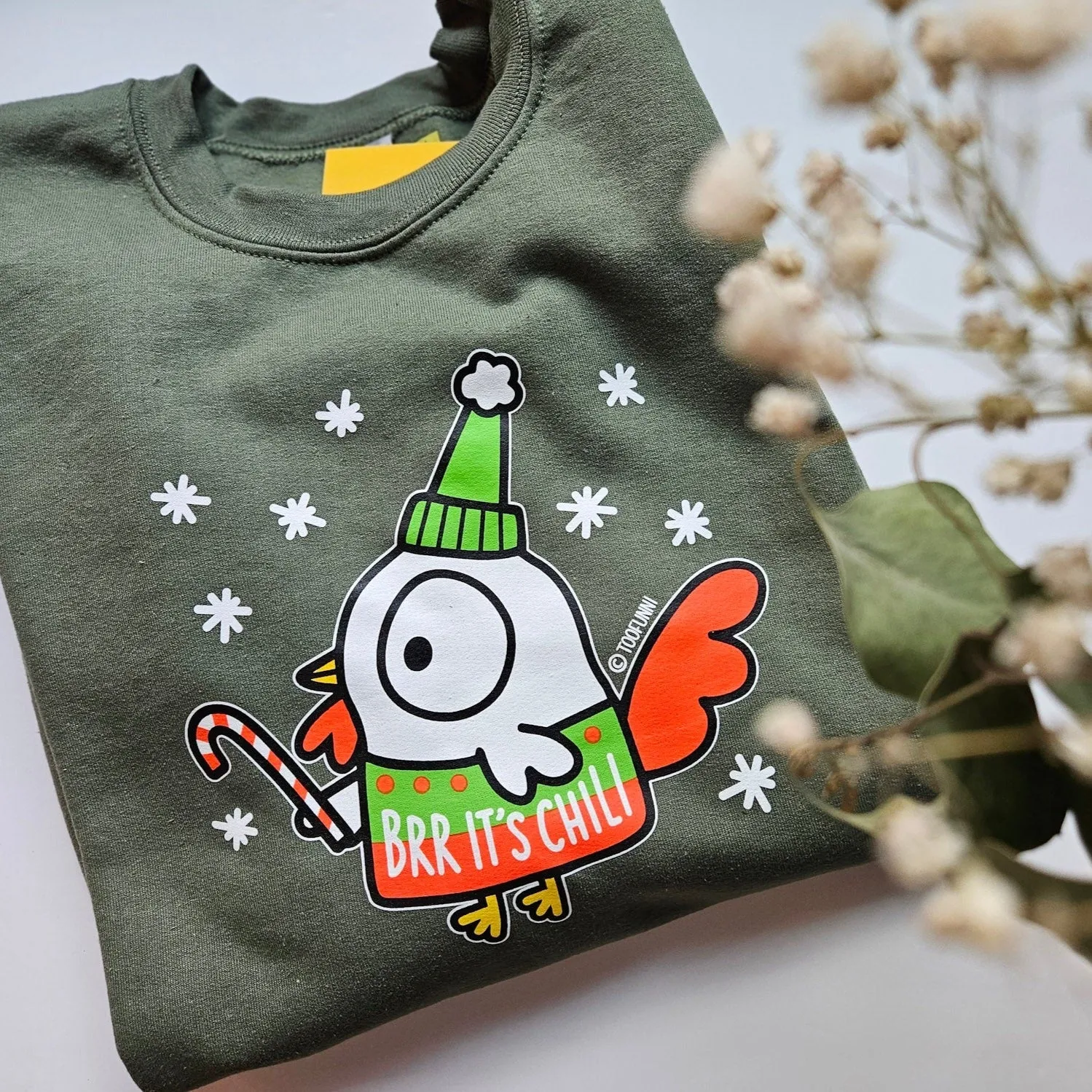 ROOSTER SAUCE CHRISTMAS - MUTED GREEN SWEATSHIRT