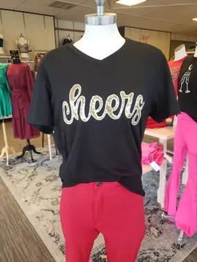 Sequin Cheers Vneck Tee