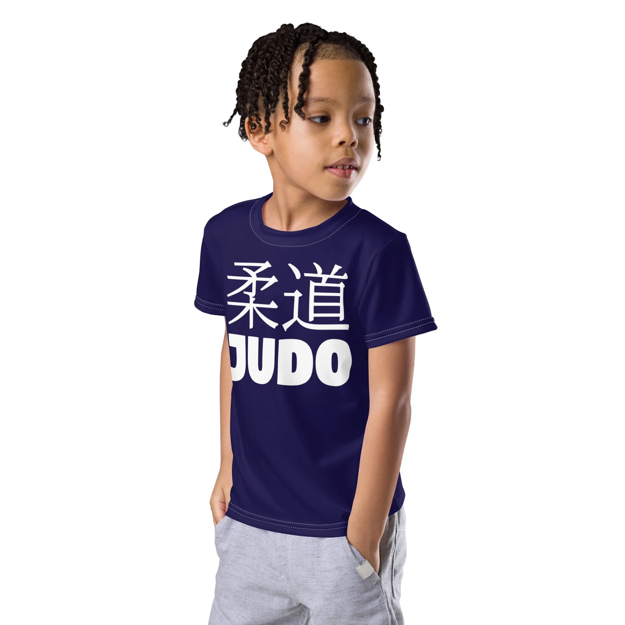 Sporty Style: Boy's Short Sleeve Classic Judo Rash Guard - Midnight Blue