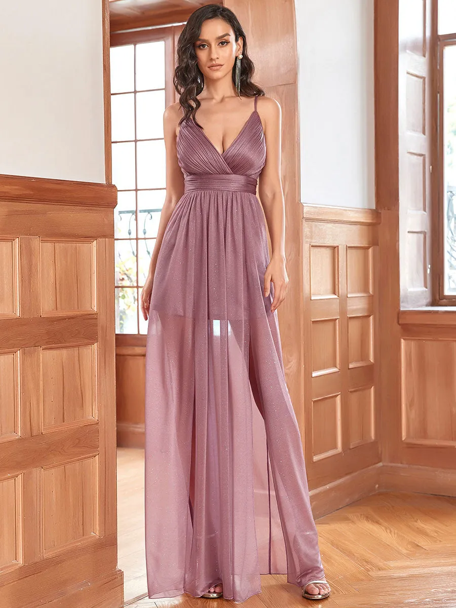 Stunning Deep V Neck Split Design Wholesale Evening Dresses