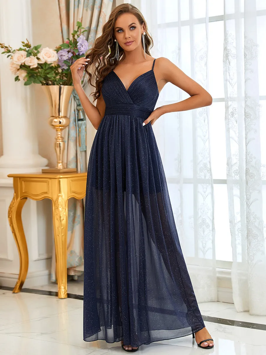 Stunning Deep V Neck Split Design Wholesale Evening Dresses