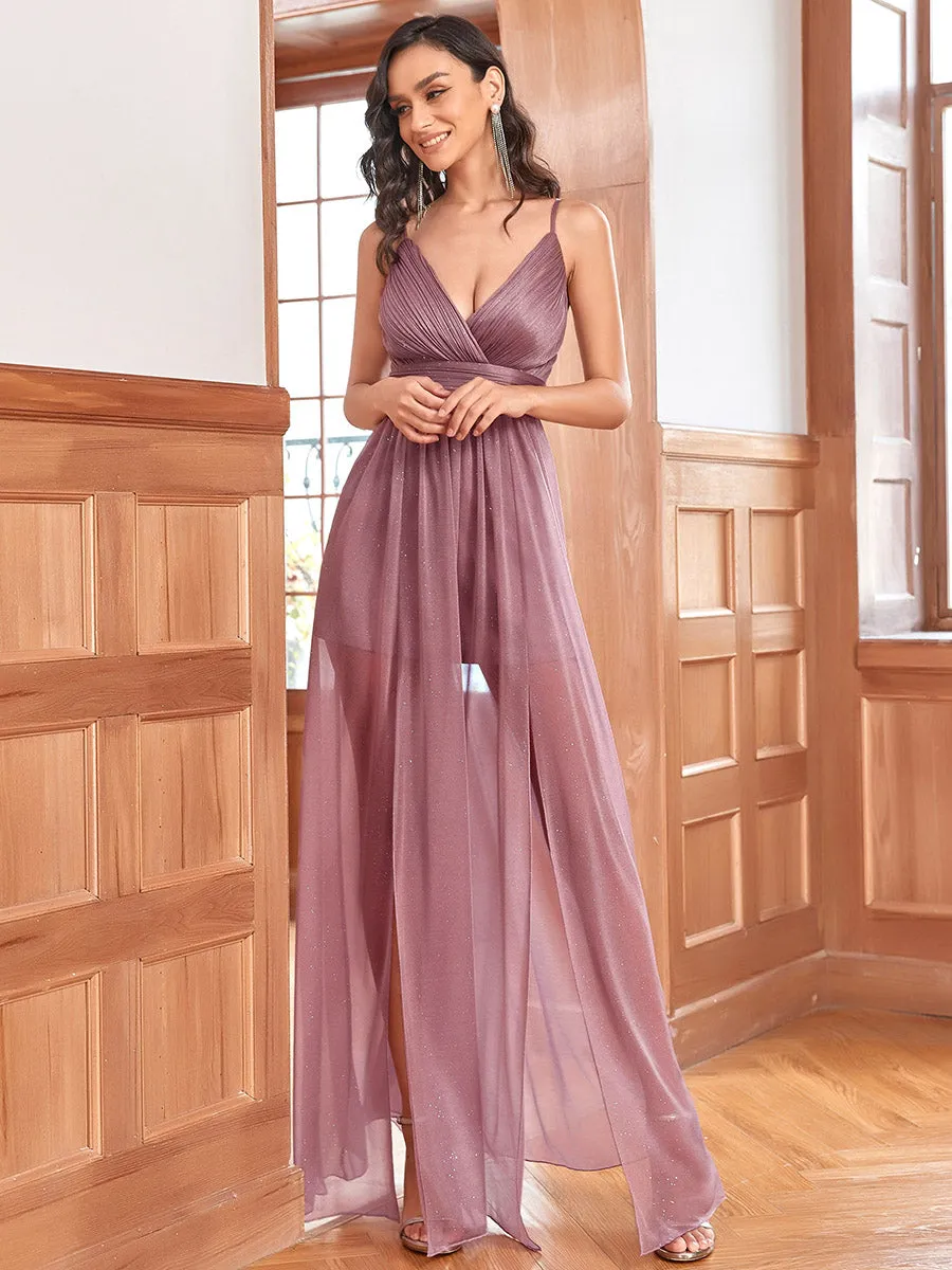 Stunning Deep V Neck Split Design Wholesale Evening Dresses