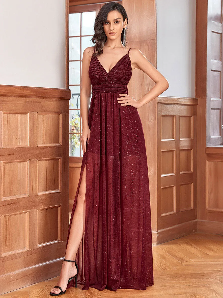 Stunning Deep V Neck Split Design Wholesale Evening Dresses