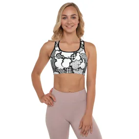 Stylish Women's Graffiti Clouds Padded Sports Bra - Perfect for Activewear and Fitness 001