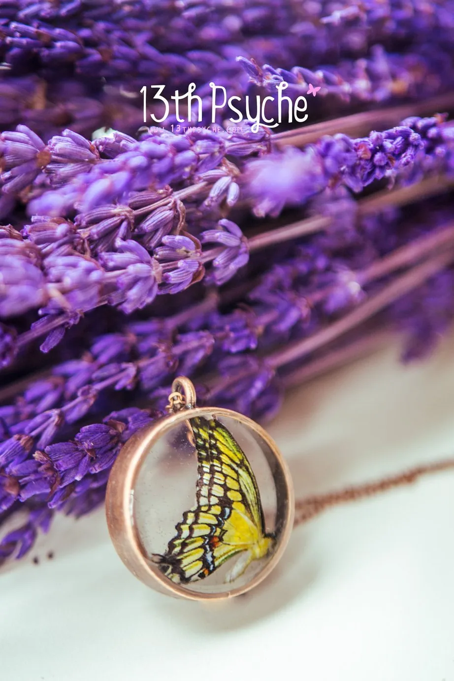 Swallowtail butterfly resin pendant necklace