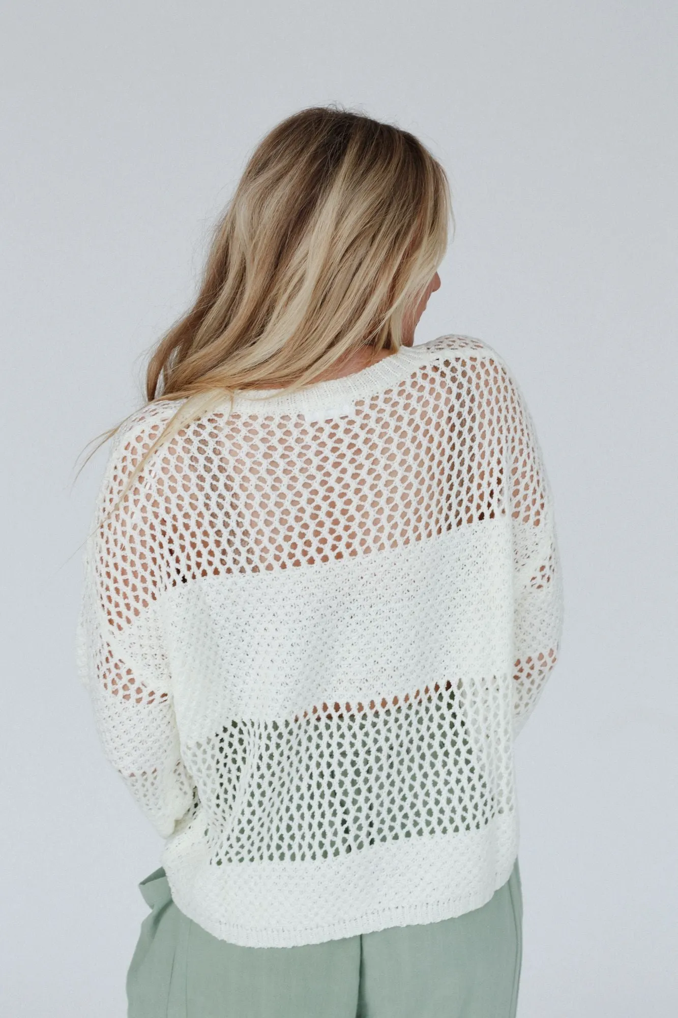 Sweet Peek Open Knit Top - Ivory