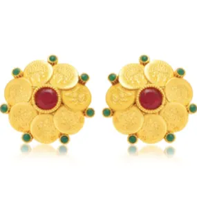 Temple Gold Pearls Stud Earring For Women