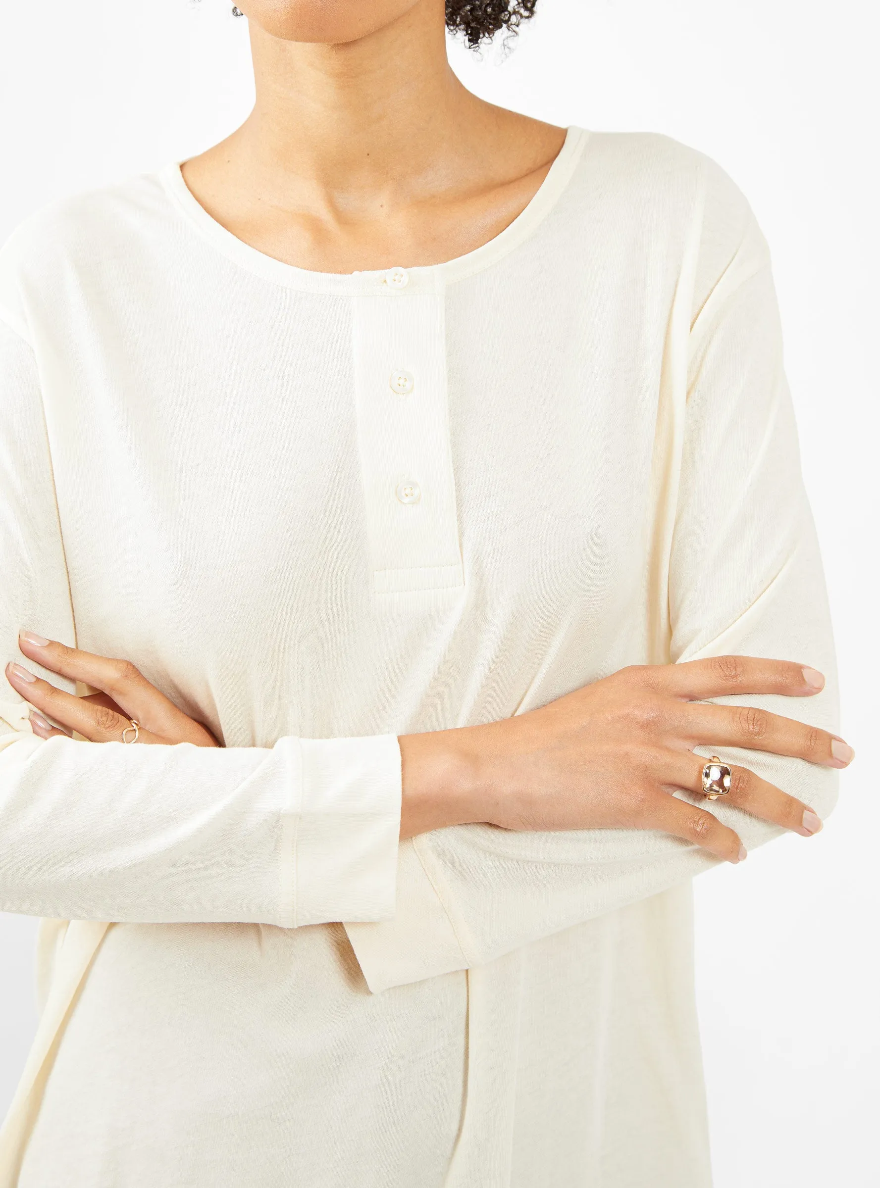 The Sleep Henley Top Washed White