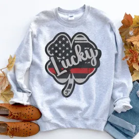 Thin Red Line Flag Lucky Unisex Sweatshirt