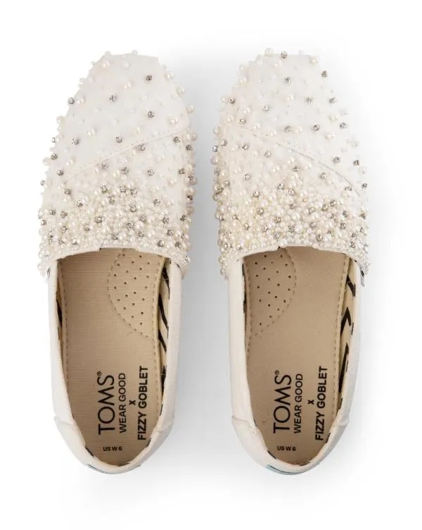 TOMS X Fizzy Goblet Pearl Love Slip Ons