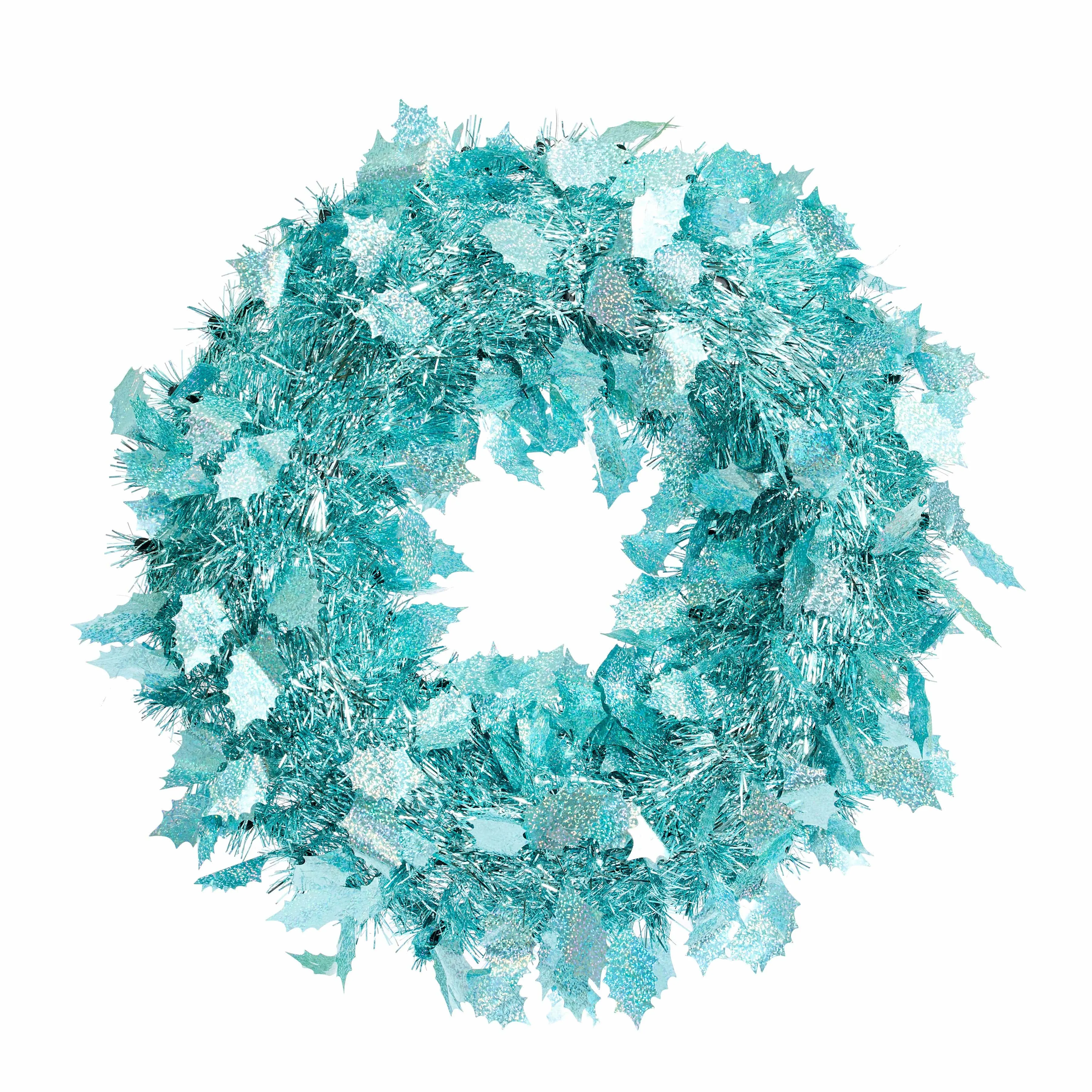 Turquoise Iridescent Tinsel Wreath (45cm)