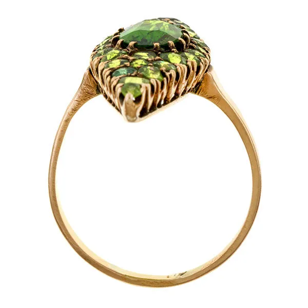 Victorian Demantoid Garnet Navette Ring