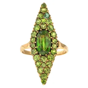 Victorian Demantoid Garnet Navette Ring