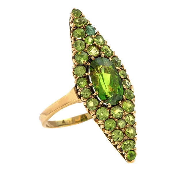 Victorian Demantoid Garnet Navette Ring