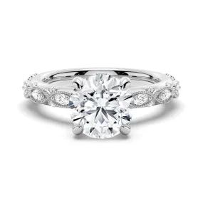 Vintage Infinity Milgrain Cushion Cut Moissanite Engagement Ring