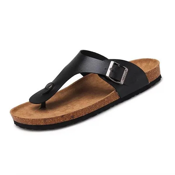 Women's Casual Buckle Flat Beach Flip Flops 37727209C