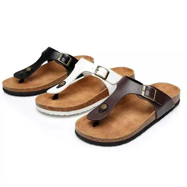 Women's Casual Buckle Flat Beach Flip Flops 37727209C