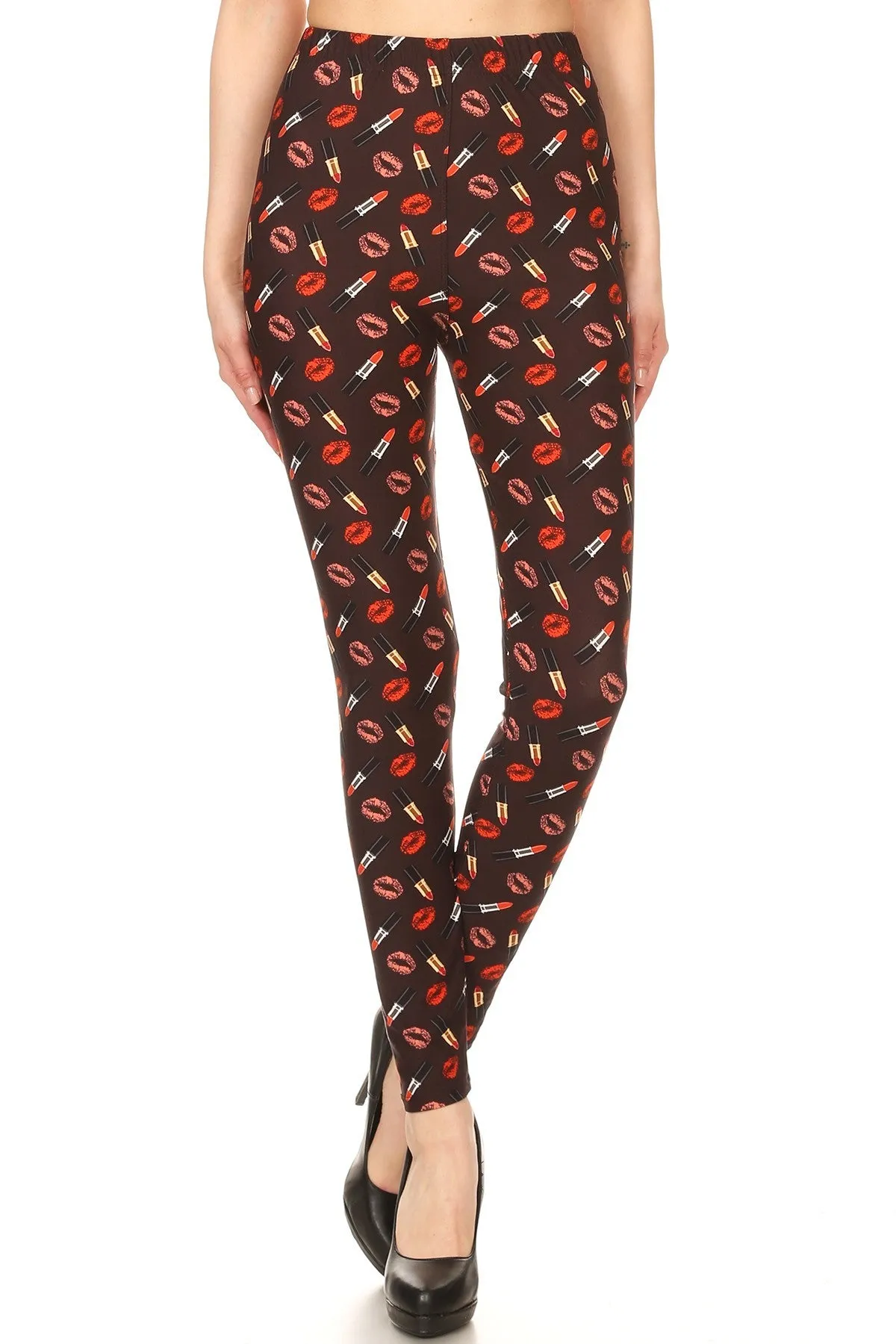 Women's Plus Lip Lipstick Pattern Printed Leggings