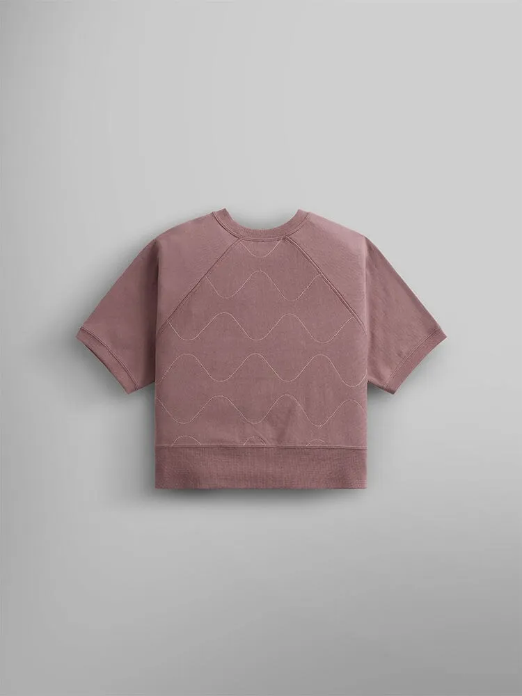 WOMEN'S SHORT SLEEVE QUILTED SWEATSHIRT