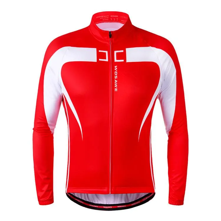 WOSAWE Comfortable Red Long Sleeve Cycling Jersey